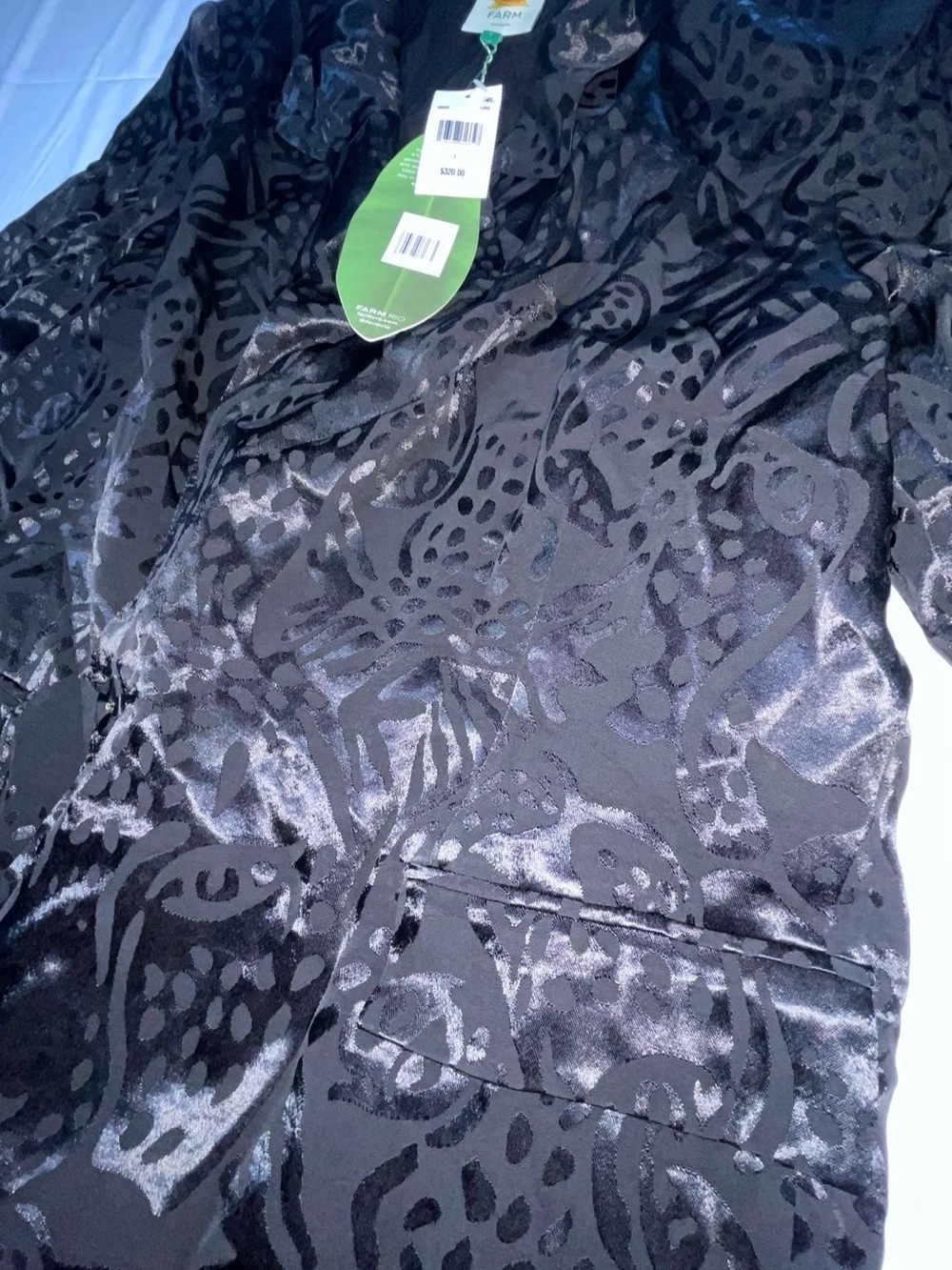 NEW - FARM Rio Black Leopard Jacquard Double-Breasted Blazer - Picture 9 of 9